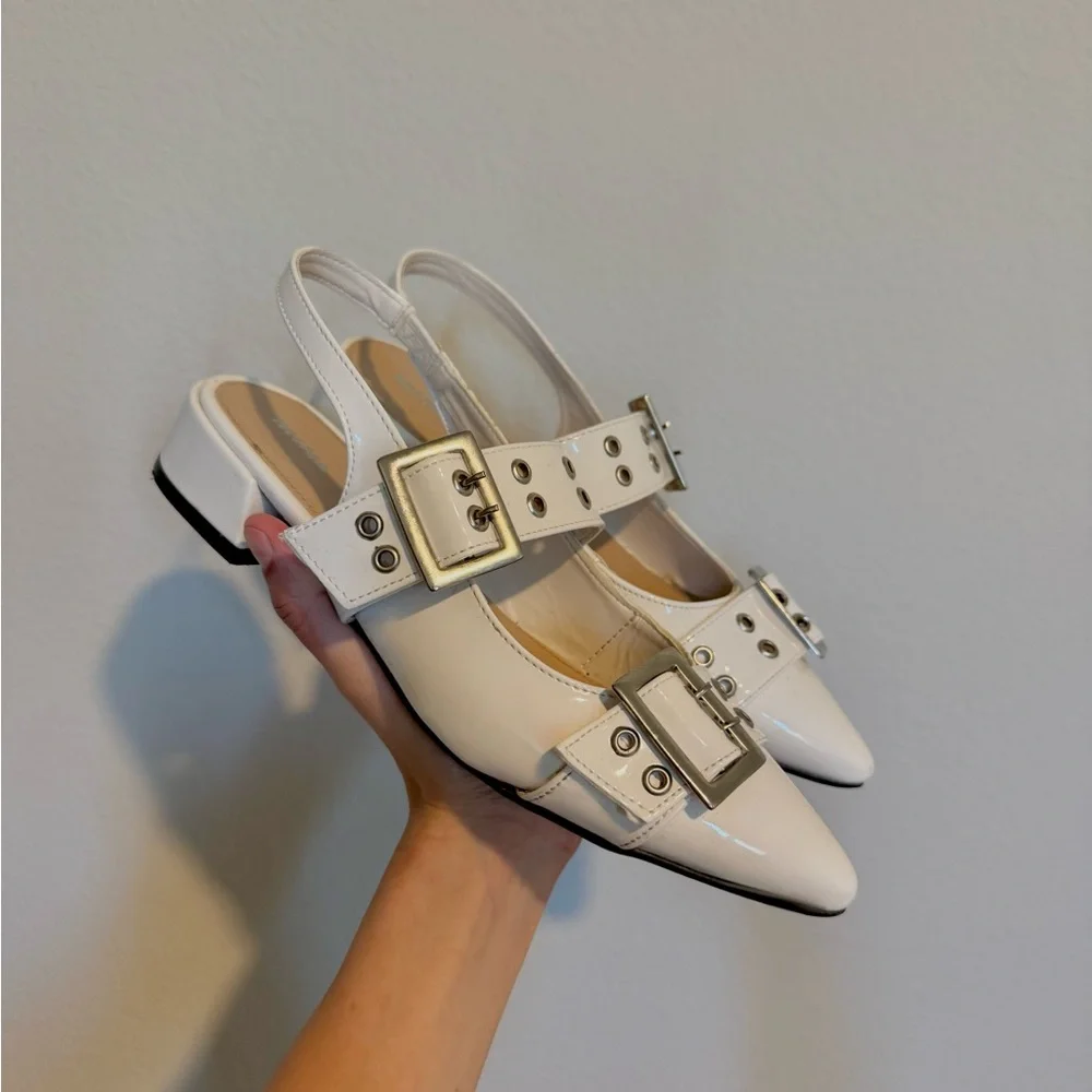 Elegant White Slingback Heels - Picture 2 of 5